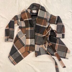 Chicwish Wool Blend Coat in Brown and Gray